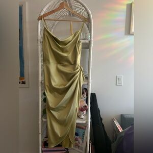Green Satin Wrap Mini Dress - Size L (fits M) from Latest Scoop